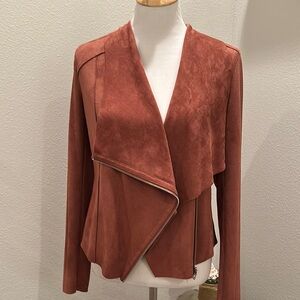 Blank NYC Brown Faux Suede jacket with Waterfall Front